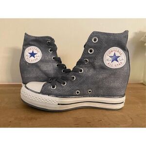 Converse size 7 Chuck Taylor All Star Lux Hidden Wedge high top grey sparkle